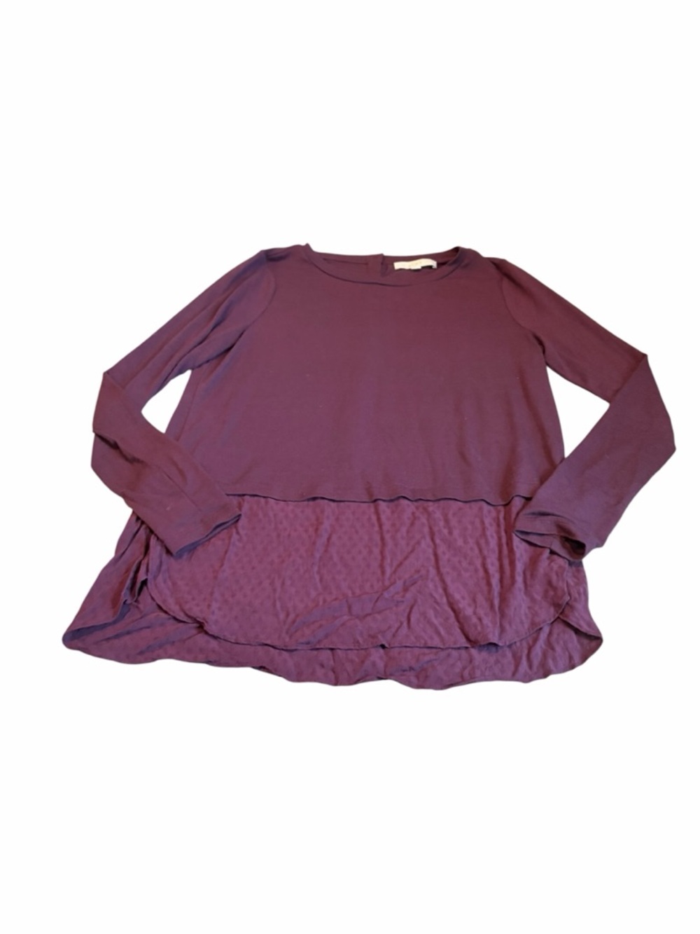 LOFT wine colored mixed media top